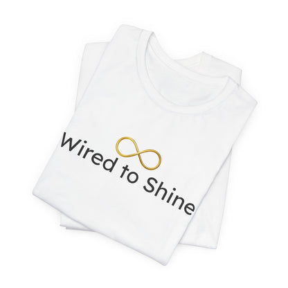 White tank top with 'Wired to Shine' logo on a white background