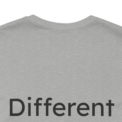 Gray t-shirt with the word 'Different' printed on it against a white background