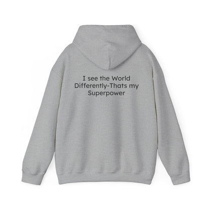 Gray hoodie with text on the back on a white background