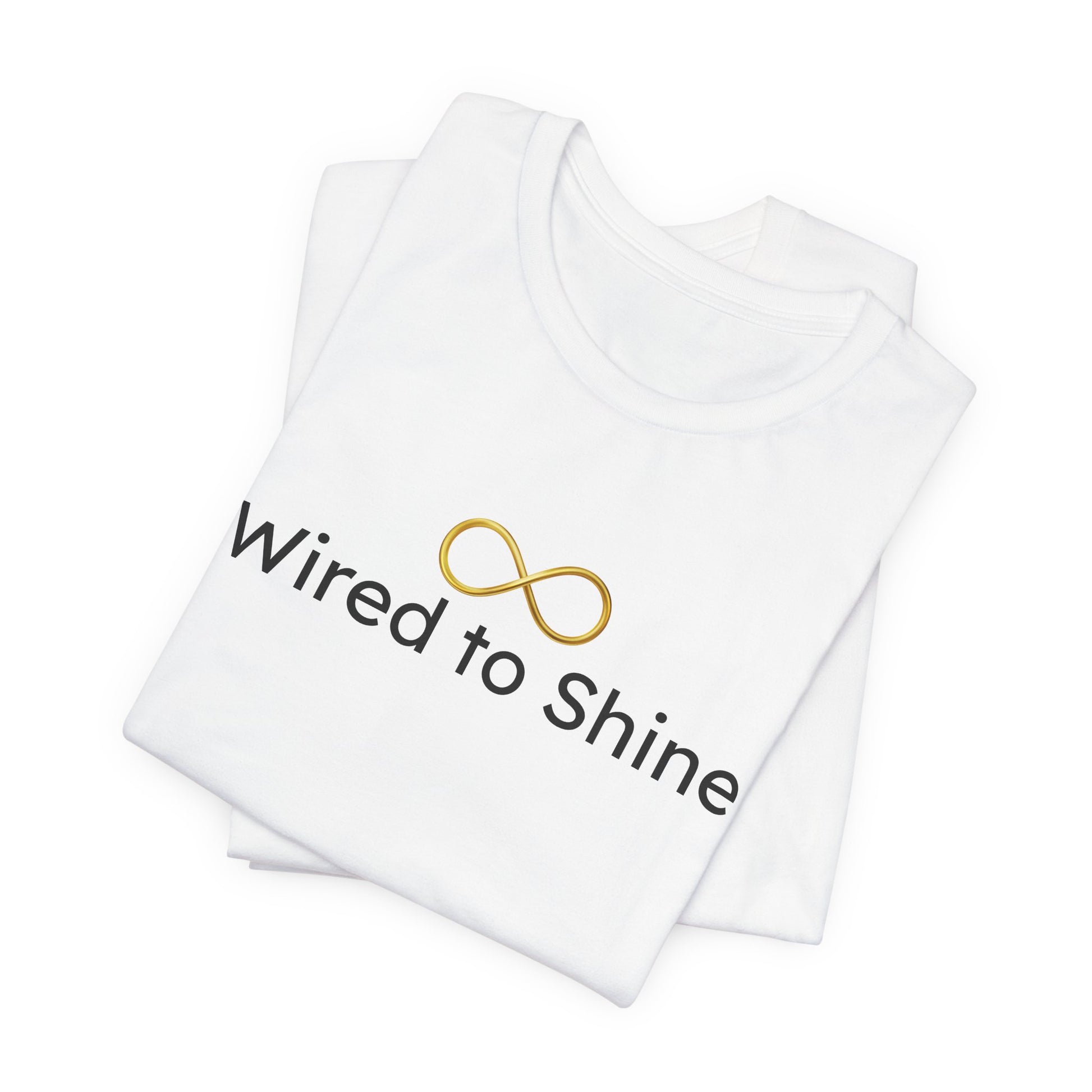 White tank top with 'Wired to Shine' logo on a white background